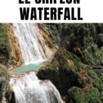 Pinterest text on a photo of Bridal Veil fall at El Chiflon.