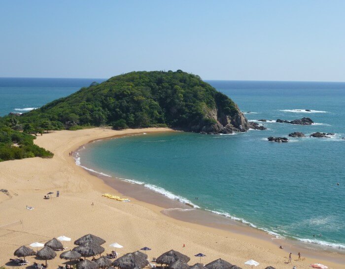 View of Conejos Bay from the Sky Bar at Secrets Huatulco.