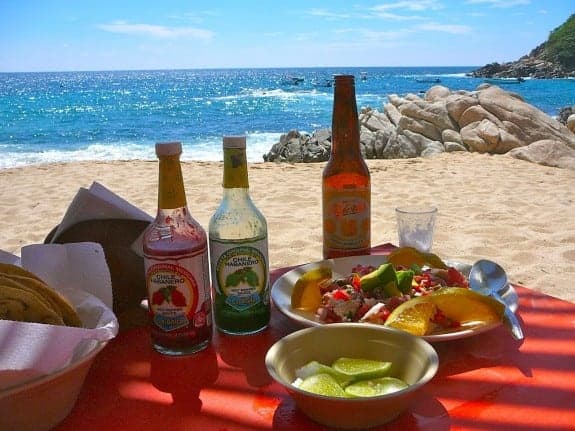 Fish ceviche at Manzanillo Beach