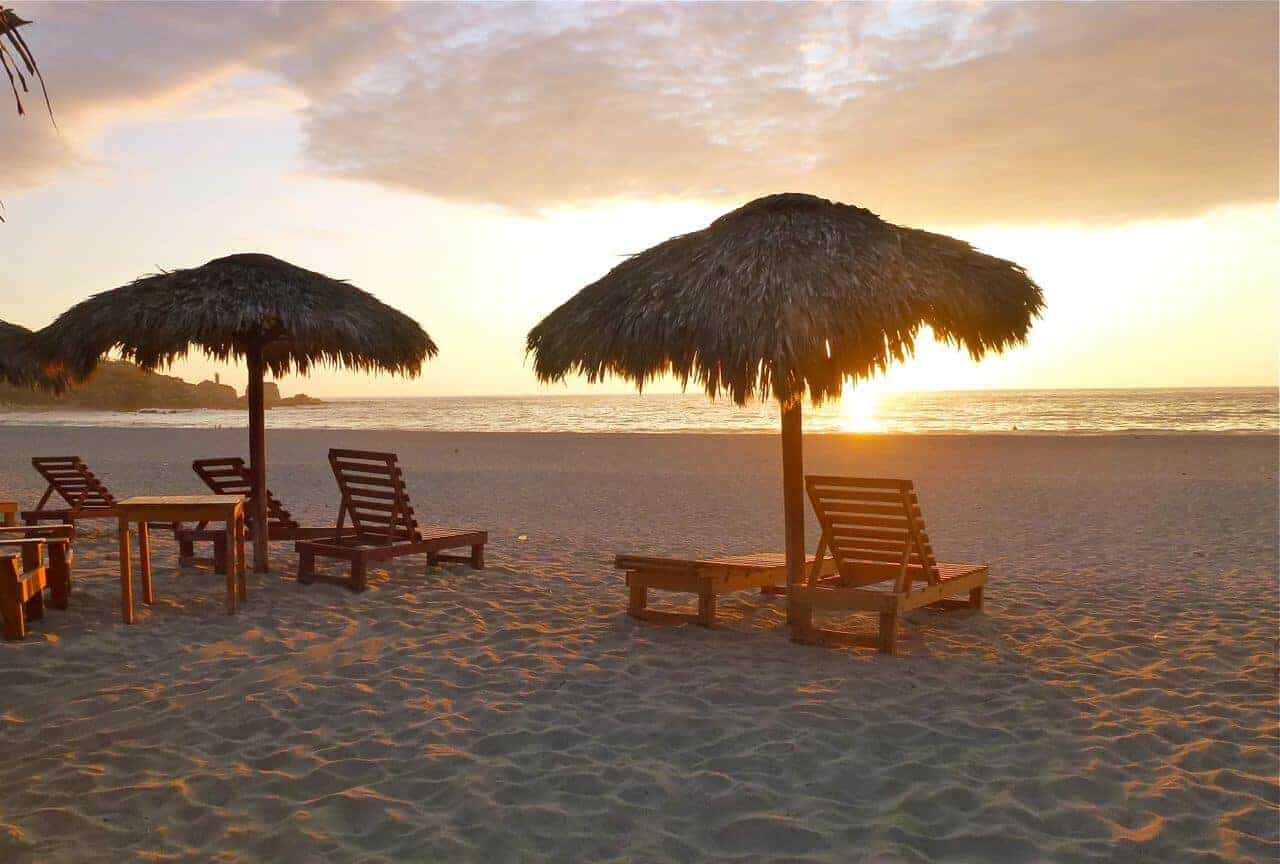 Sunset at La Punta beach in Oaxaca Mexico.