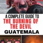 Collage of scenes from Quema del Diablo ( burning of the Devil) festival in Guatemala.