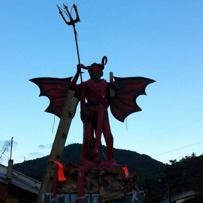 Effigy of the devil ready to be torched on Dia del Diablo in Guatemala.