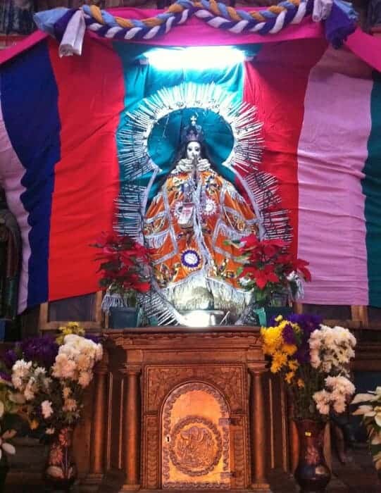 Altar with virgin of concepcion in Solola
