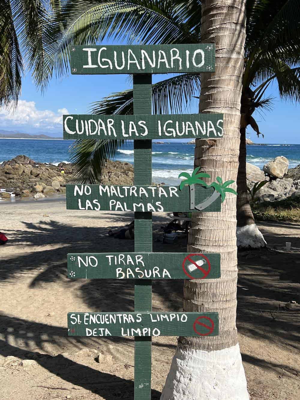 Sign at Iguanario on a sunny day.  