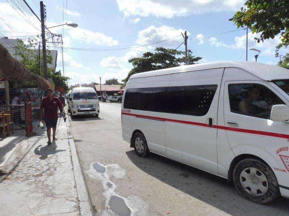 One of the Colectivo vans that travel from Playa del Carmen to Tulum.