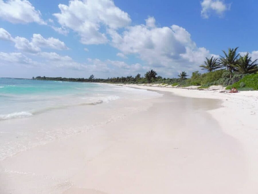 Beautiful white sand beach at Xpu-Ha, Mexico.