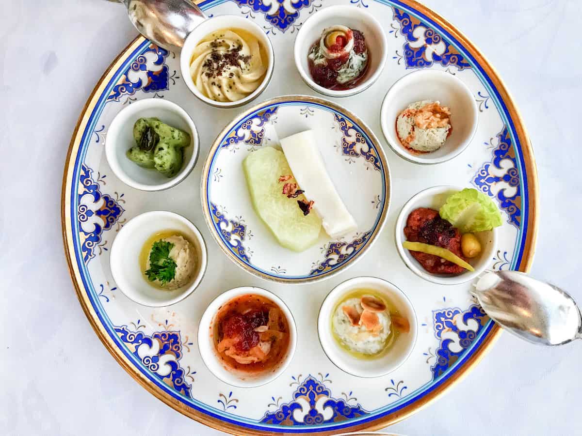Beautiful mezze platter at Tuğra Restaurant in Istanbul.