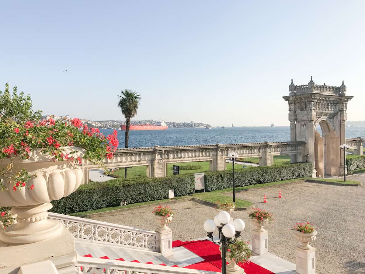 View of a ship in the Bosphorus.