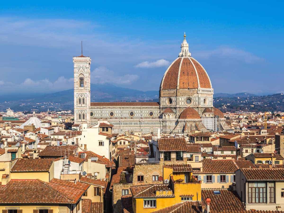 Rooftop view of Duomo cathedral in Florence.