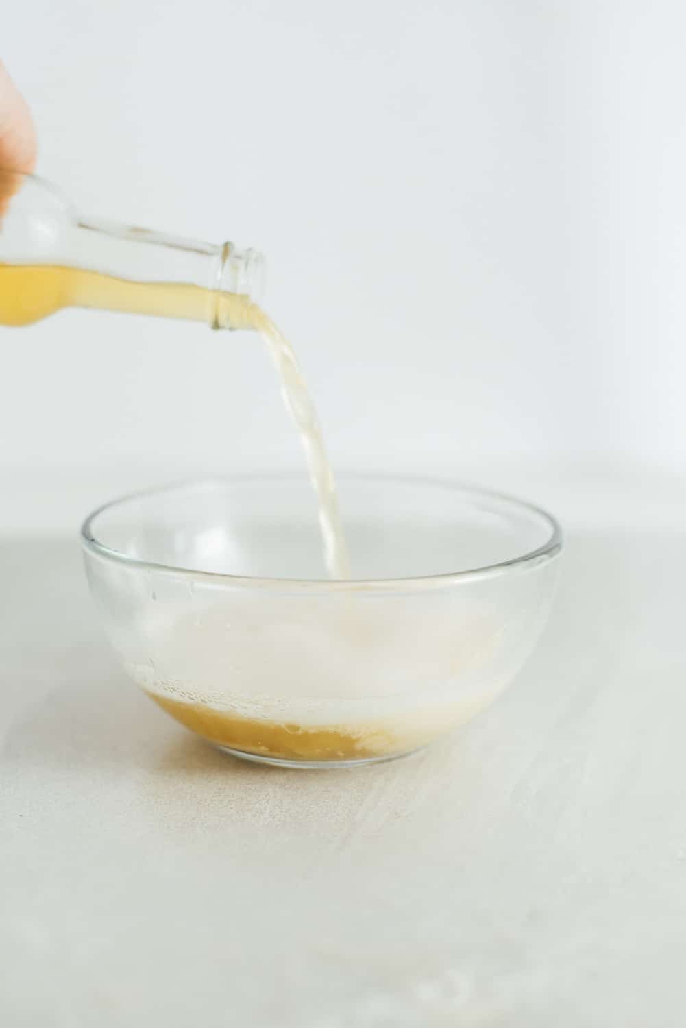 Combine warm beer with yeast in a bowl.