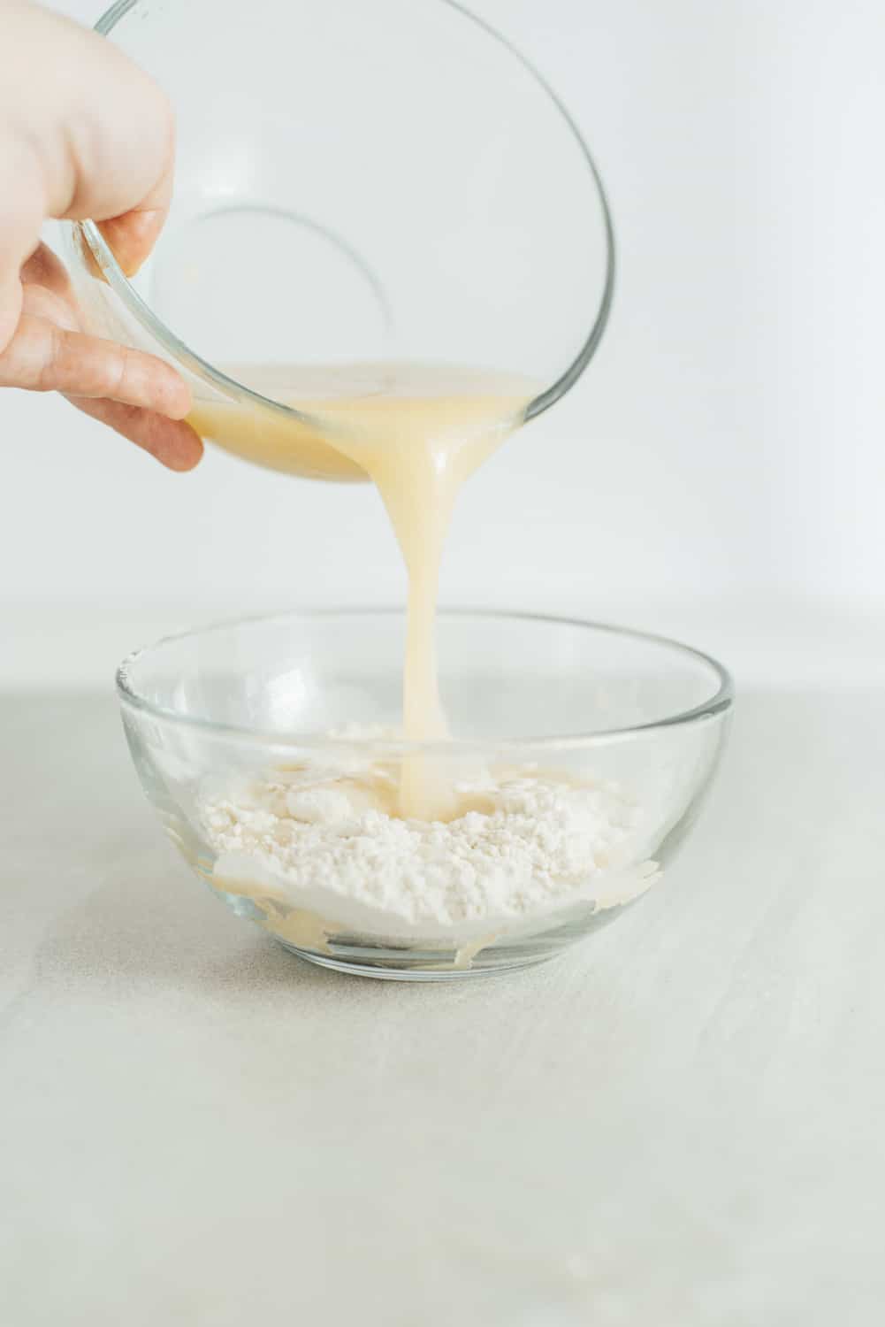 Combine the beer, yeast, olive oil with the flour.