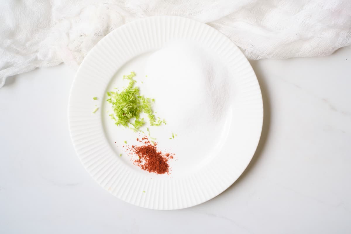 Ingredients for chili lime salt.