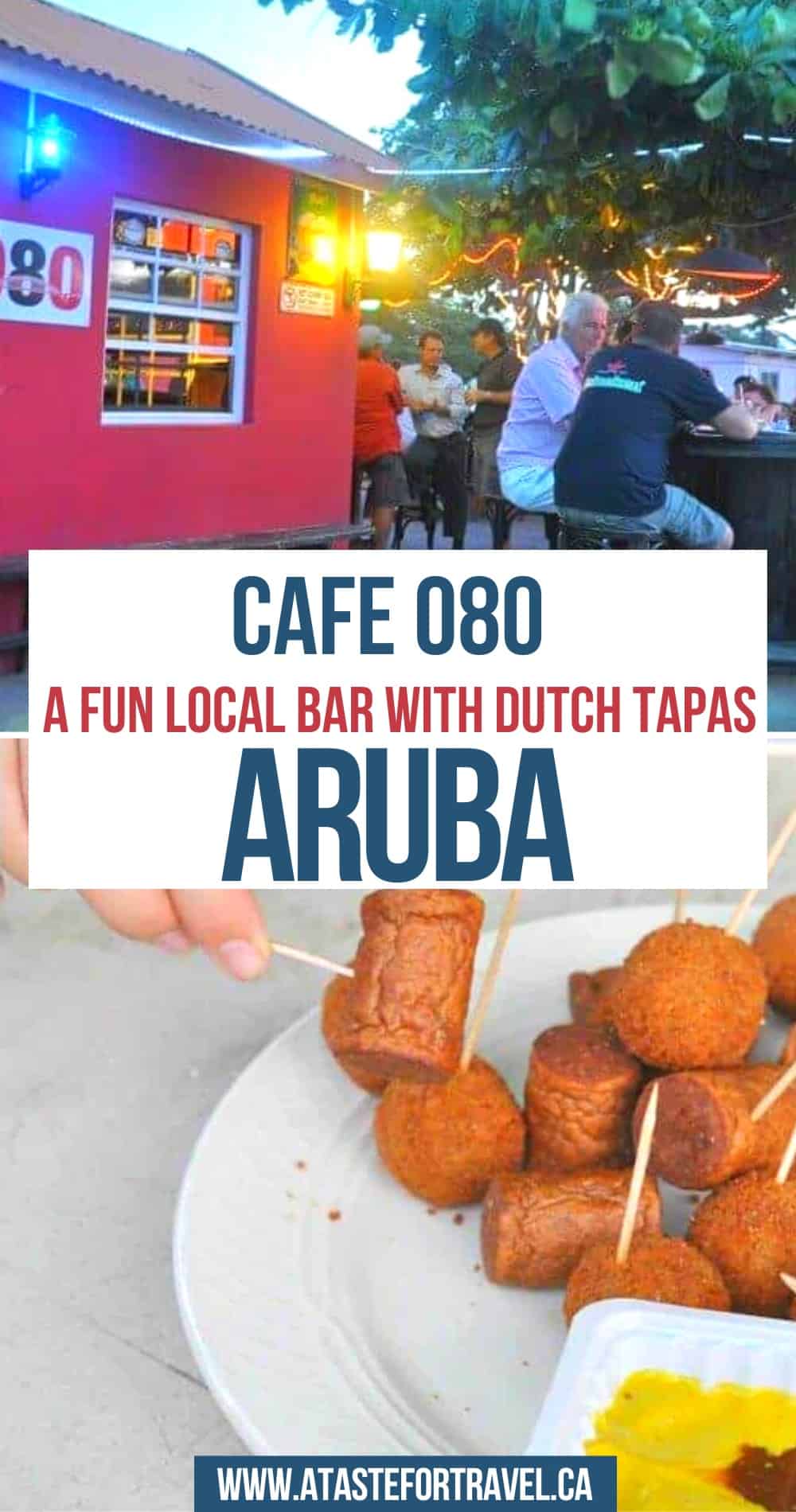 Collage of Dutch snacks at Cafe 080 Aruba.
