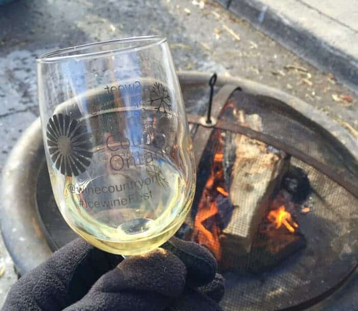 Firepit at a Niagara wine festival in the winter.