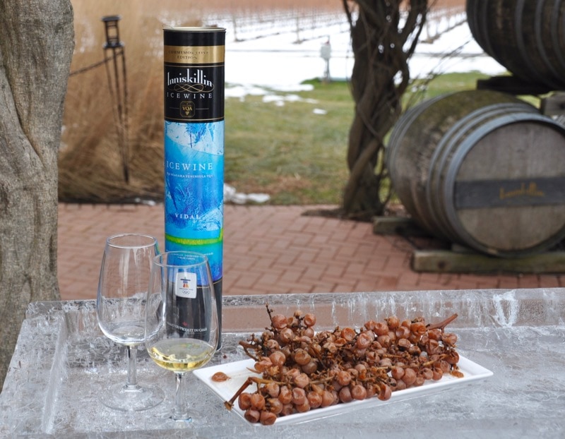 Iniskillin ice wine outdoors at Niagara Icewine Festival.