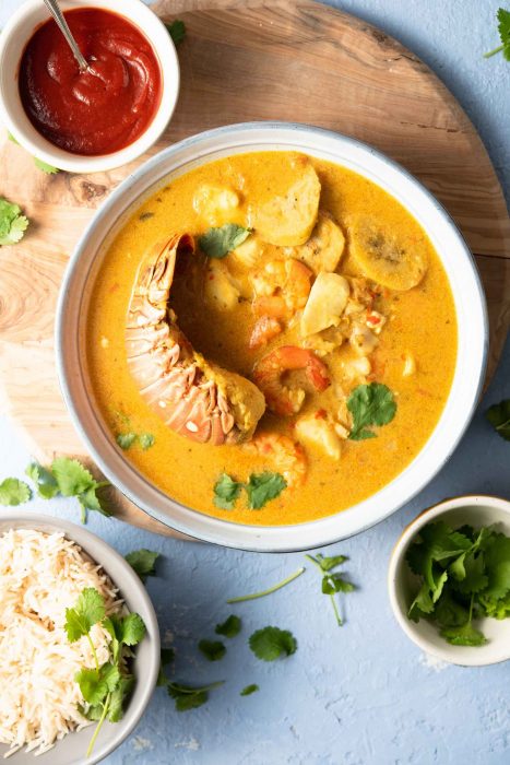 Tapado - Guatemalan Coconut Seafood Soup with Plantain and Yucca