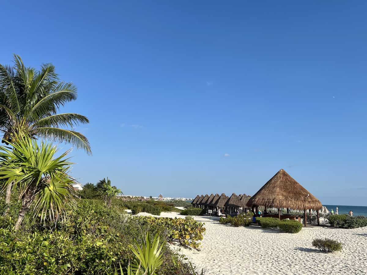 Palapa style beach bar at Dreams Playa Mujeres. 
