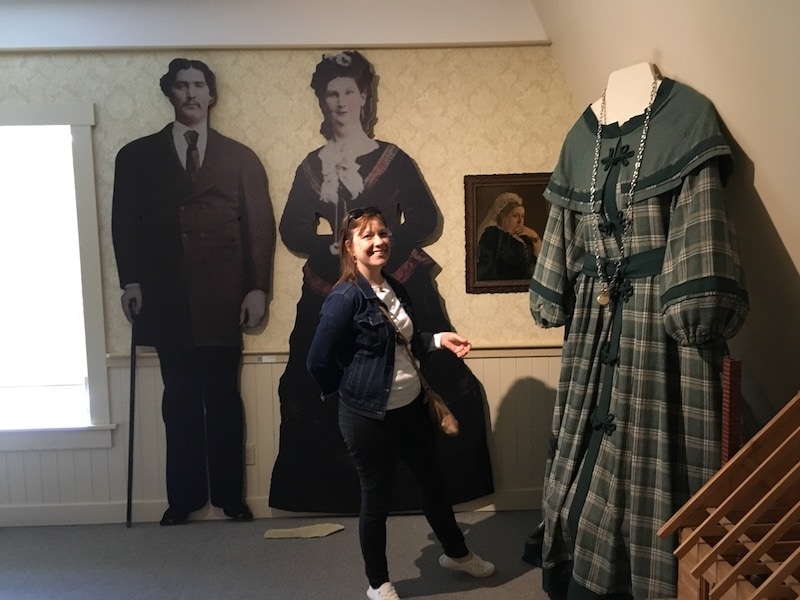 Photo of Anna Swan Giantess and her dress at the museum in Tatamagouche Nova Scotia.