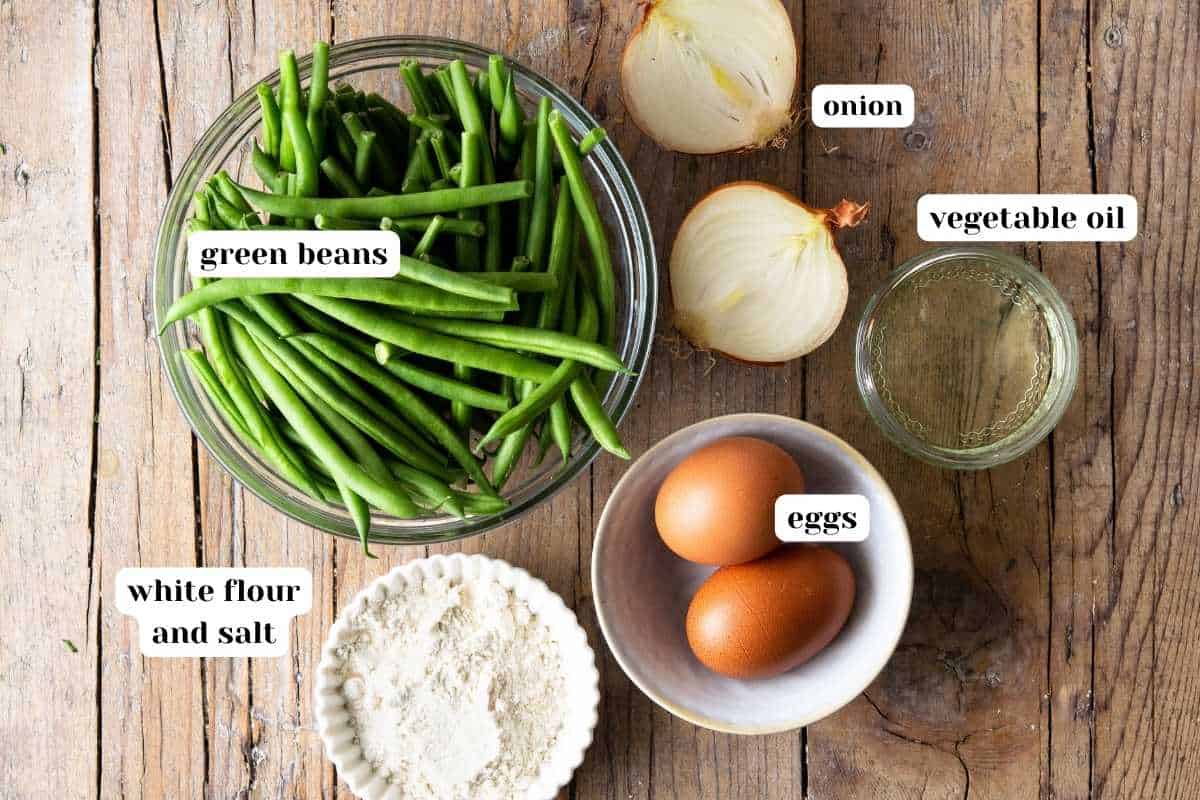 Ingredients for tortitas de ejote - Green Bean Fritters