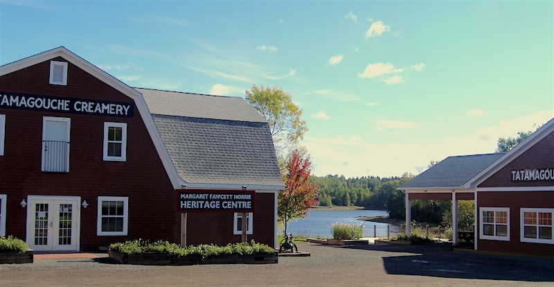 View of the Heritage Centre at Tatamagouche Creamery Square in Nova Scotia. 
