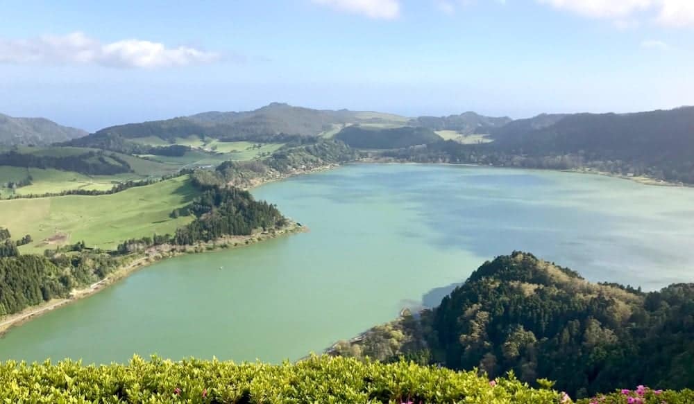 Stunning scenery of a volcanic lake, an important part of a Sao Miguel Azores itinerary.
