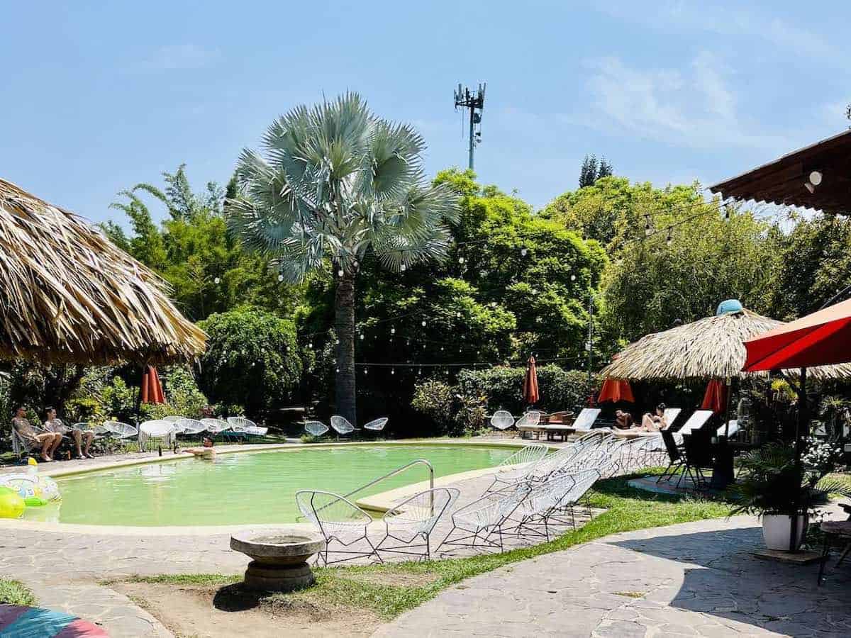 Swimming pool at Selina in Panajachel. 