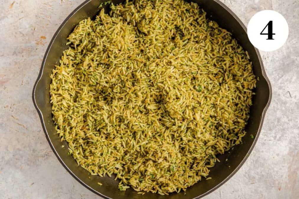 Rice after cooking in the pan.