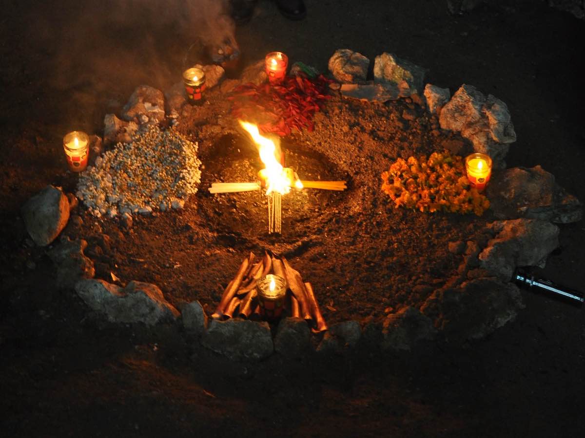 Close up of a Mayan ceremony in Guatemala.