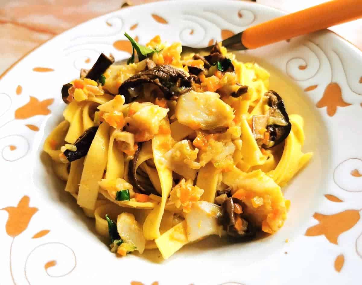 Italian baccala with tagliatelle