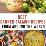 Collage of four canned salmon recipes for Pinterest.