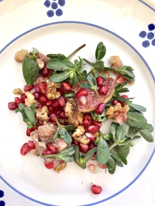 Salentino Brucacchia Salad with pomegranate, fig, walnut and quince 