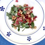 Italian Purslane salad with pomegranate, fig, walnut and quince