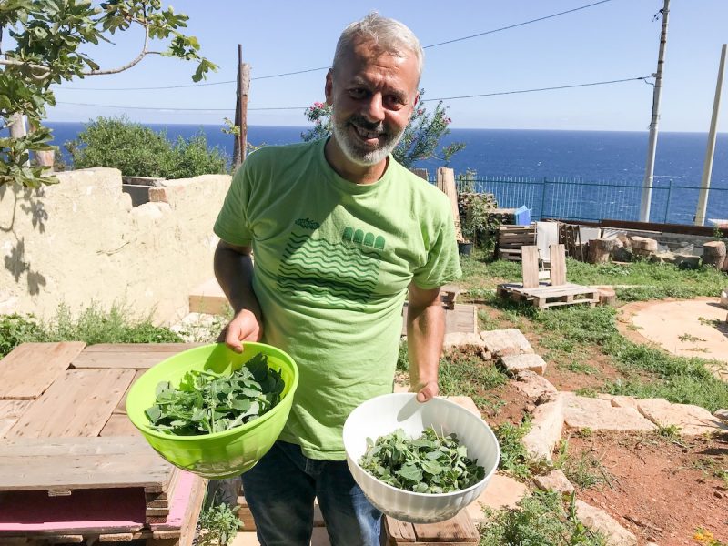 Phillipo Messina foraging at Celacanto Eco Centre in Puglia Italy