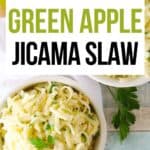 Overhead shot of a green apple and jicama slaw.