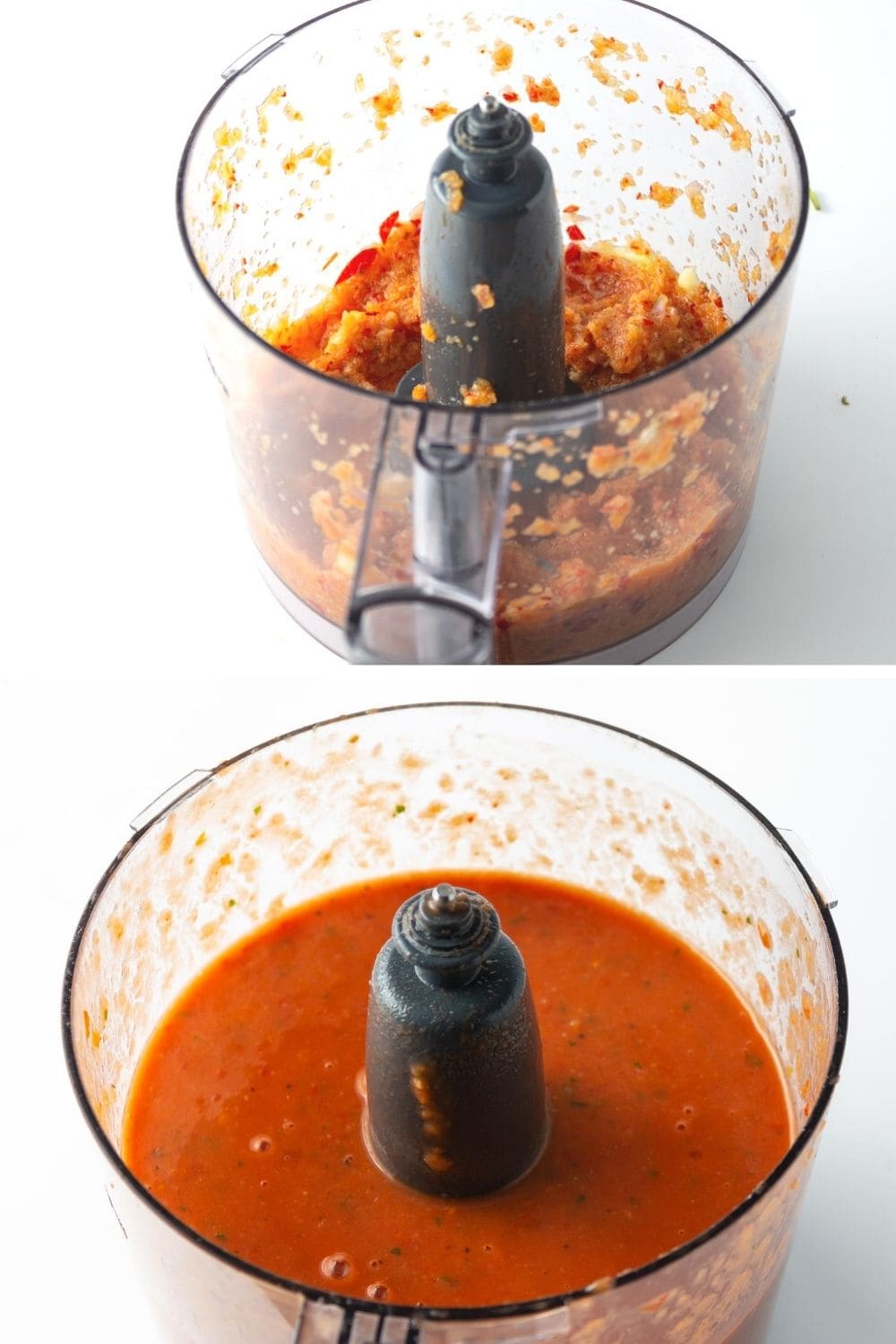 Vegetables being processed in a food processor 