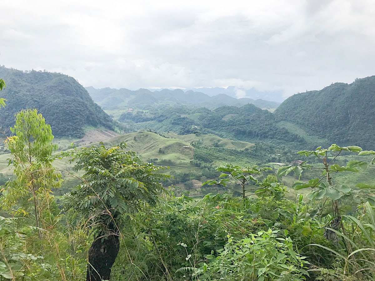View of green valleys and mountains in Alta Verapaz, Guatemala.
