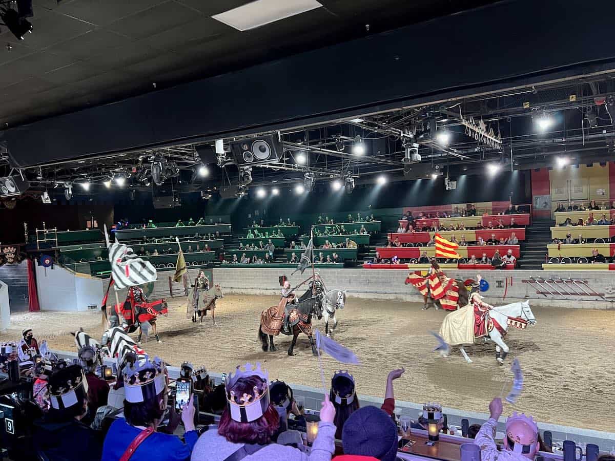 Horses and knights at Medieval Times in Toronto.