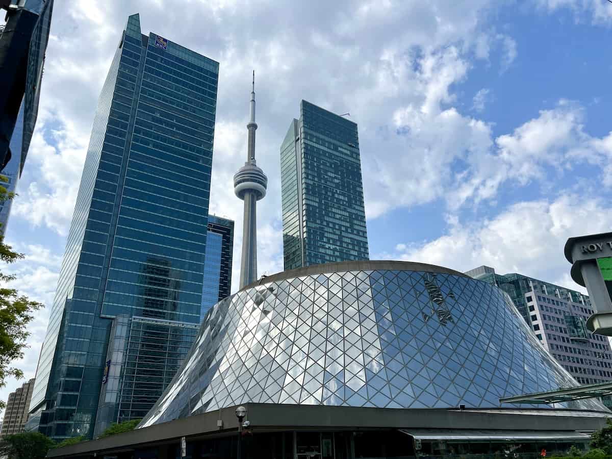 Roy Thomson Hall in Toronto on a sunny day.