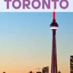 3-days in Toronto text for Pinterest on CN Tower at sunset.