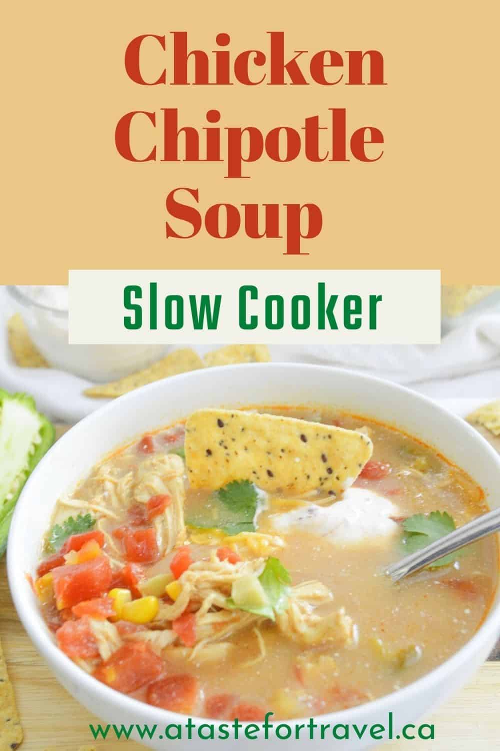 Slow cooker chicken with pinterest text overlay.