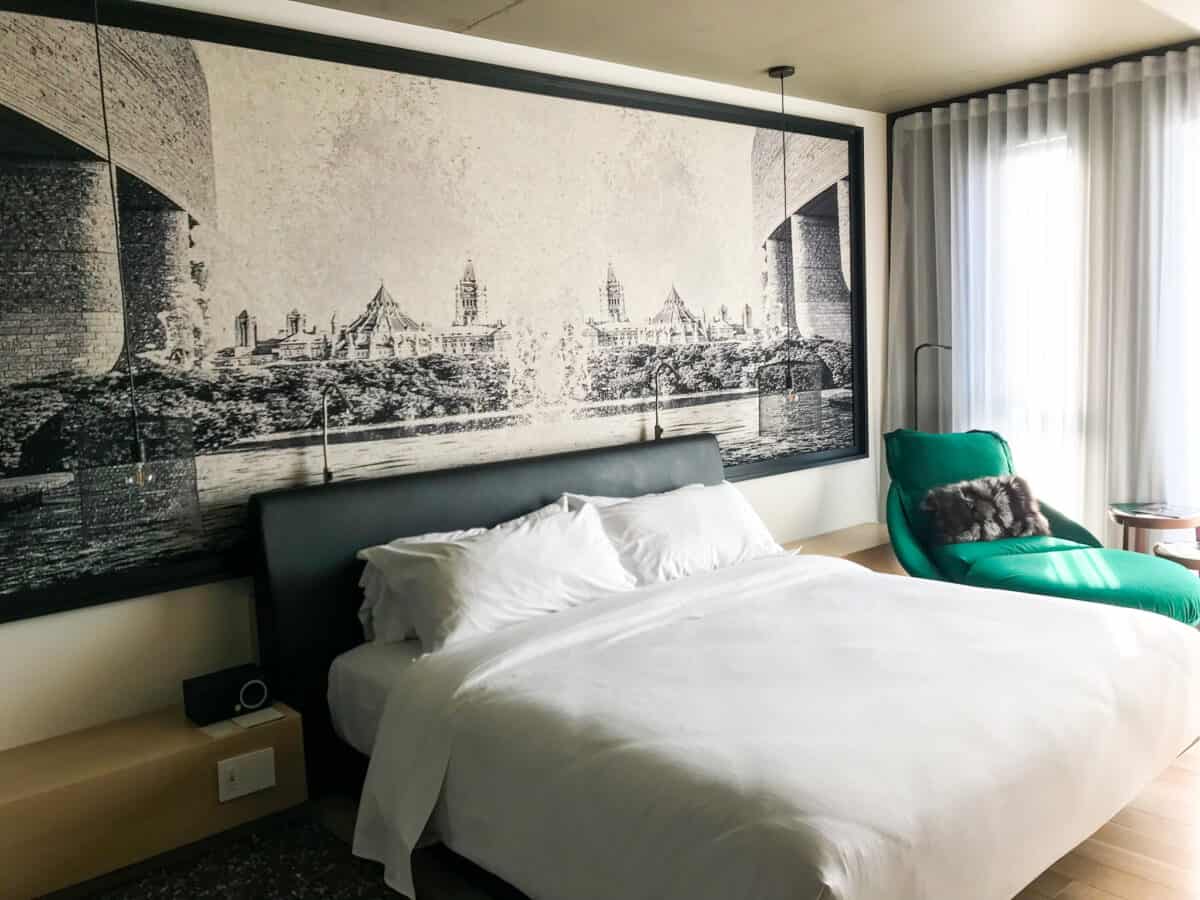 Stylish room at the ALT Hotel Ottawa.