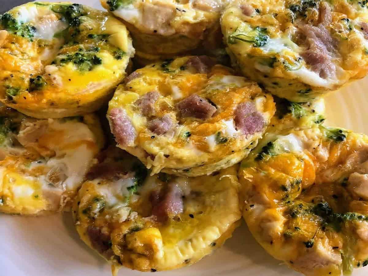 A stack of mini egg bites.