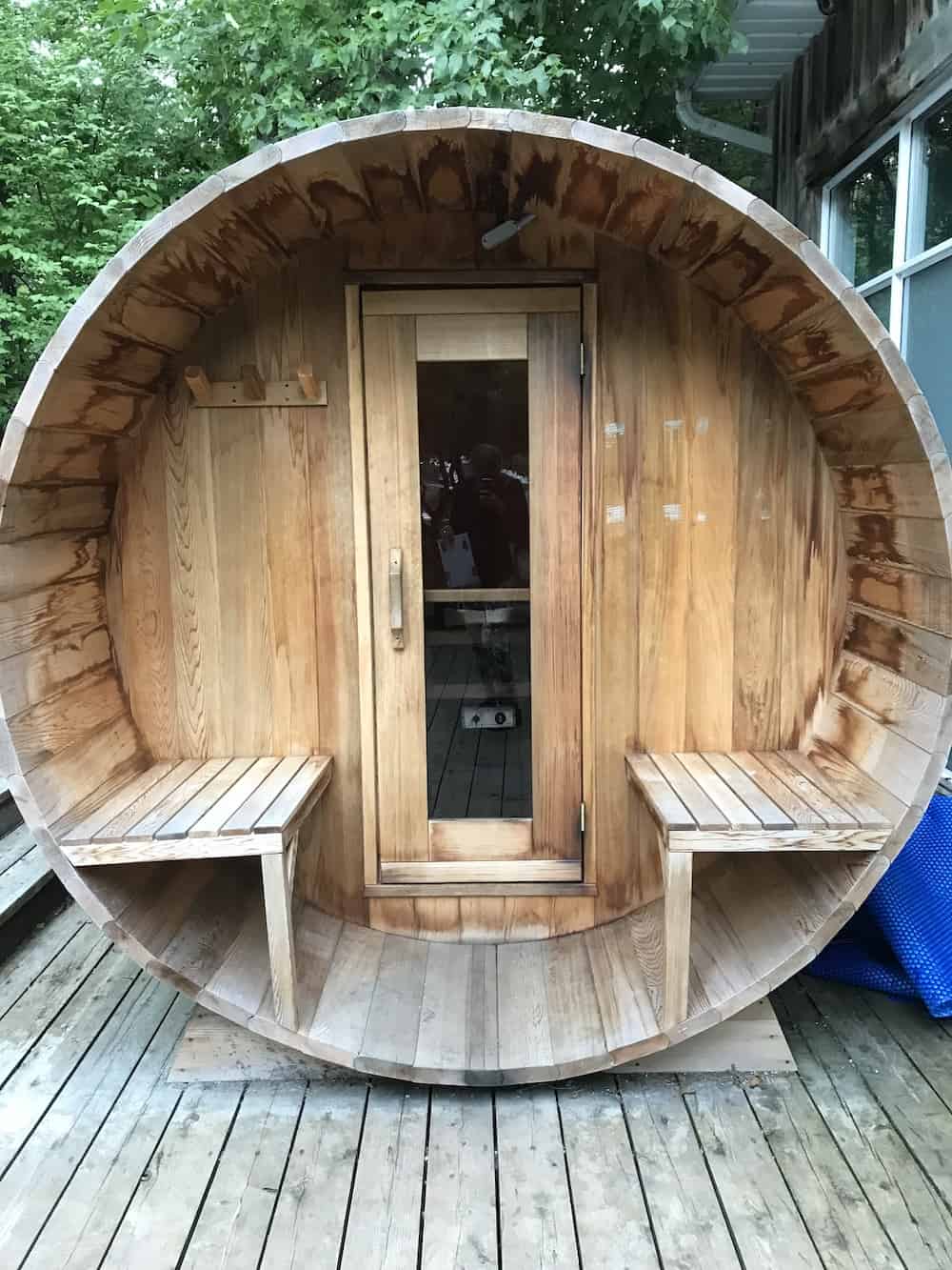 Outdoor sauna at Wakefield Mill. 