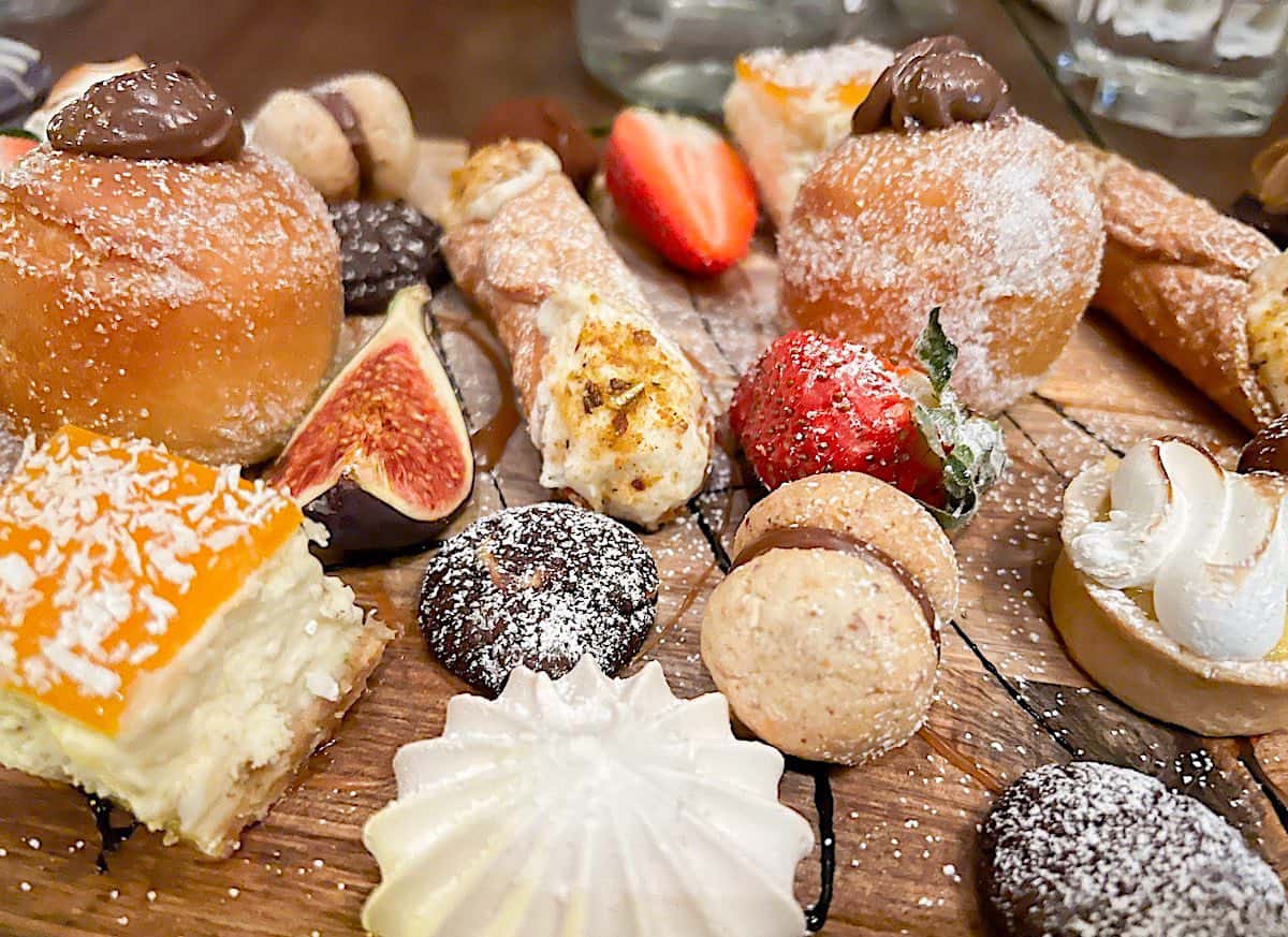 A tray of Italian desserts.