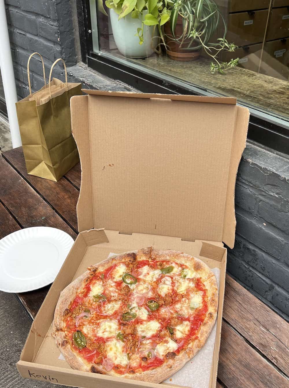 A Killer Bee pizza at North of Brooklyn Pizzeria.