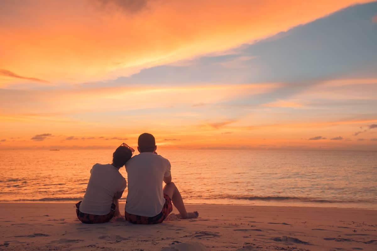 Couple at sunset. 