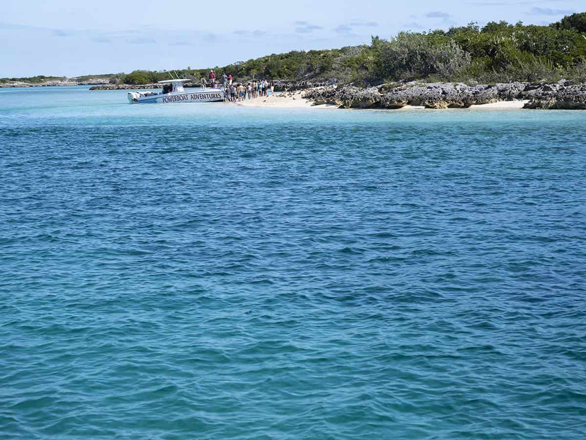 Boating at Leaf Cay in the Exhumas.