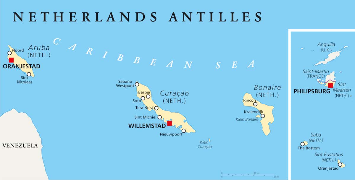 A map of the Netherlands Antilles