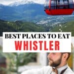 Collage of Whistler gondola and a restaurant.