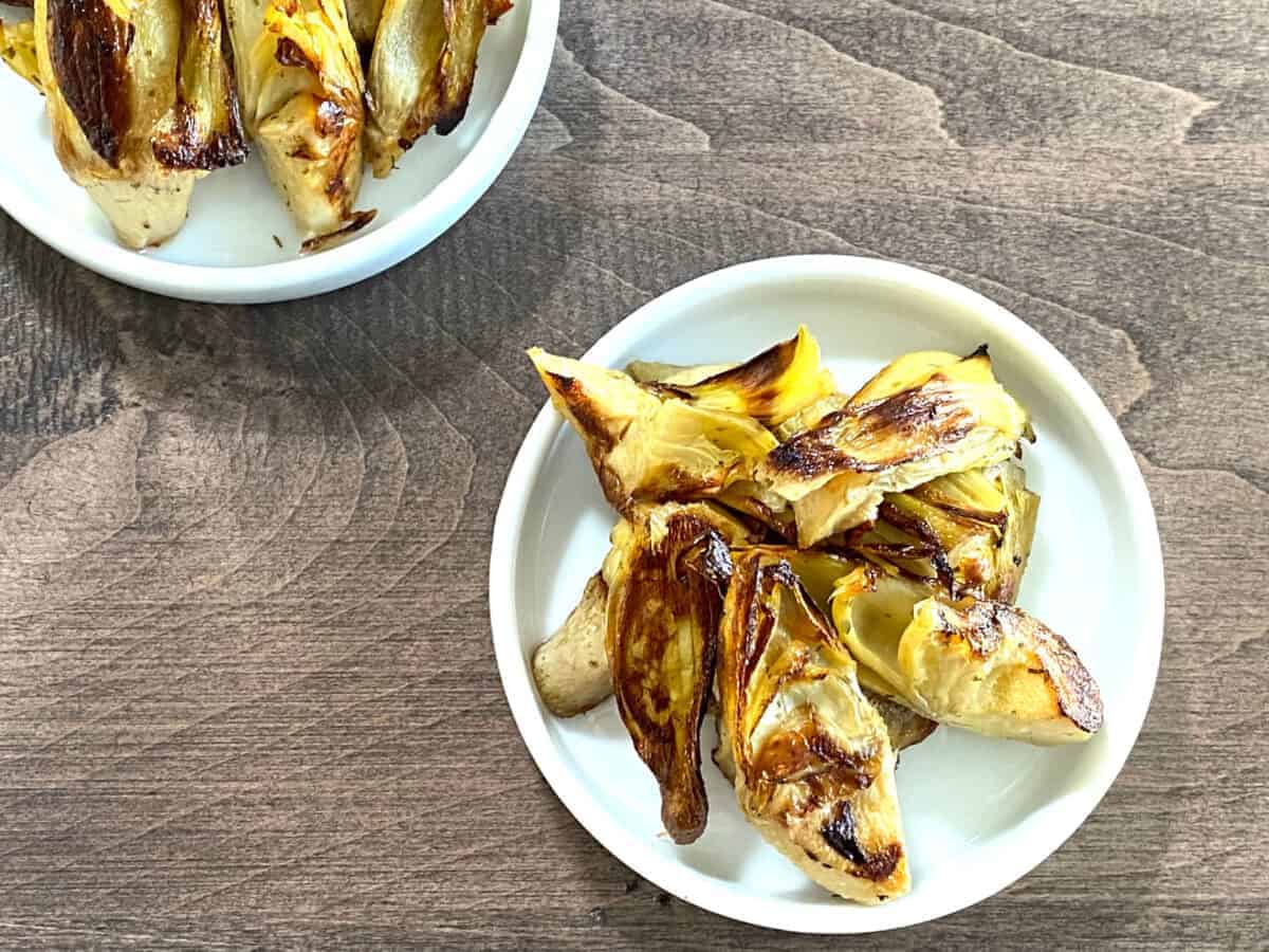 Crispy Baked marinated artichoke hearts.